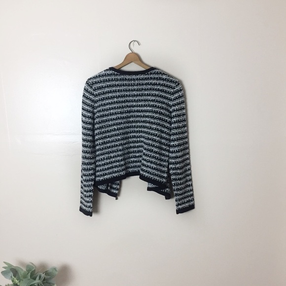 [LOFT] Large Black & White Stripe Asymmetrical Jacket - Picture 8 of 10